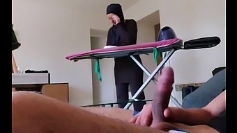Wow, He Shows His Penis To A Muslim Maid!